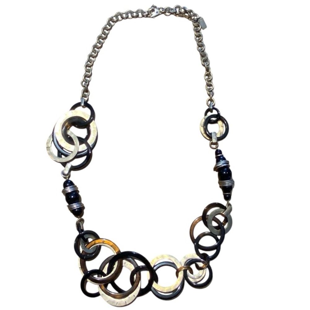Chic Black and Silver Circle Necklace by Kenneth Cole New-York